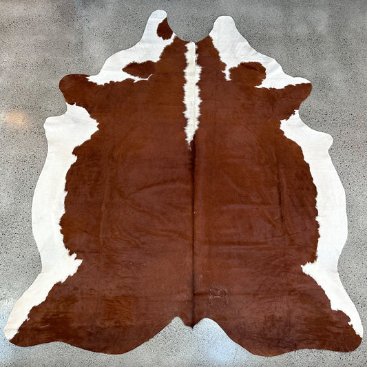 Large Premium Cowhide Rug Brown & White Hereford