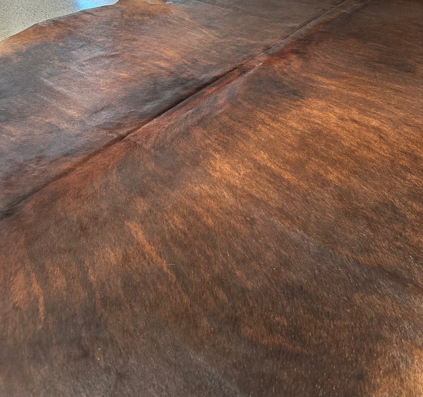 Large Premium Cowhide Rug in Light and Dark Brown