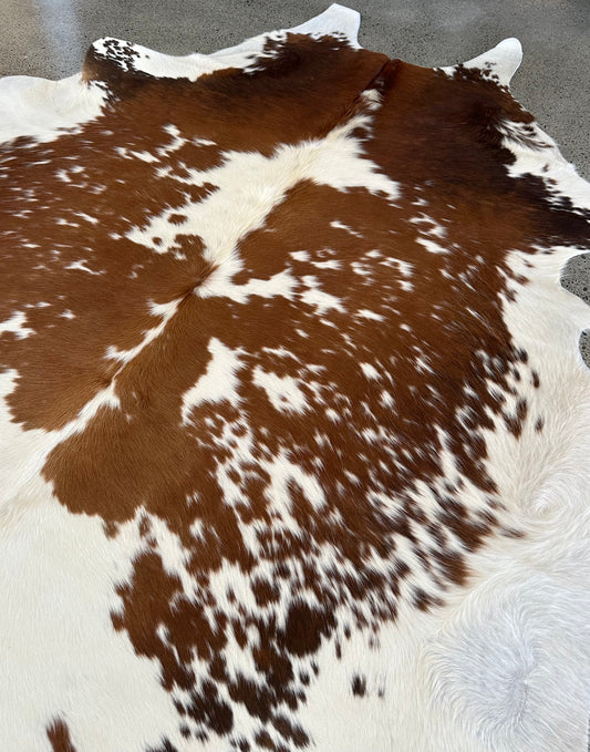 Large Cowhide Rug in Brown & White
