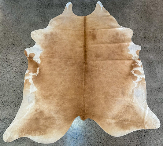 Large Premium Cowhide Rug in Light Brown and White