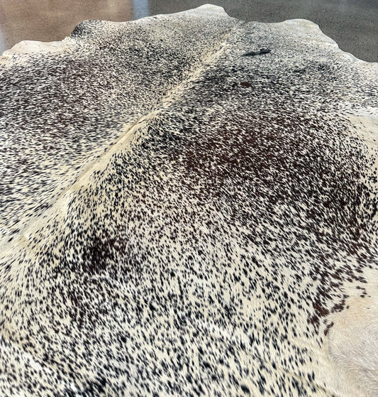 Large Premium Genuine Cowhide Rug in Black and White salt and pepper pattern