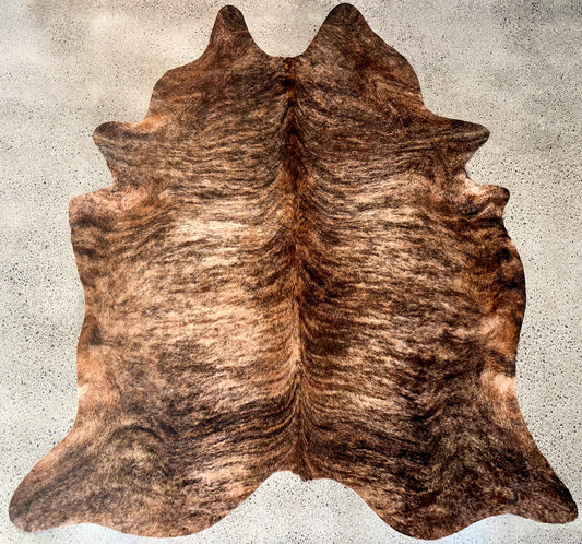 Large Cowhide Rug in Dark Brown Brindle