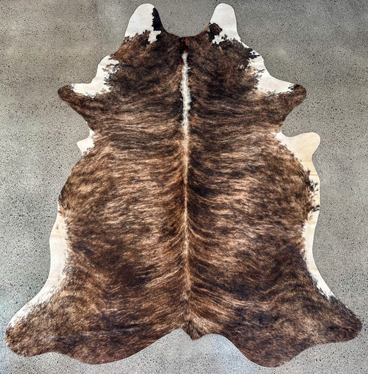 Large Cowhide Rug in Dark Brown Brindle