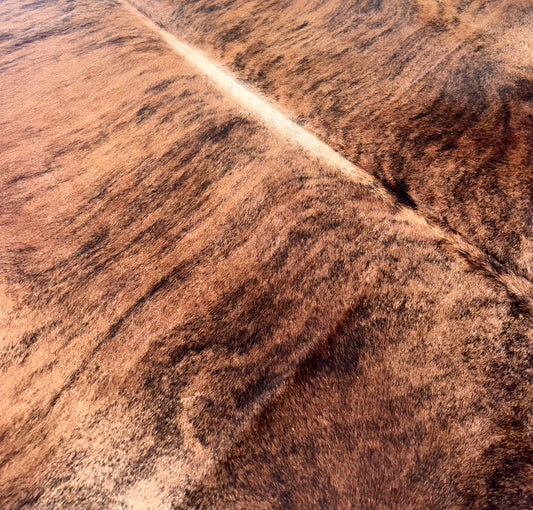 Large Cowhide Rug in Brown and White Brindle