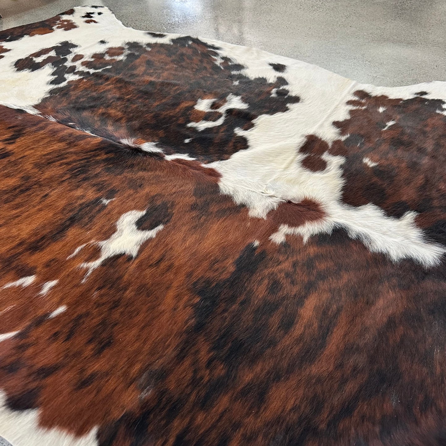 Large Premium Cowhide Rug in Brown, Black and White