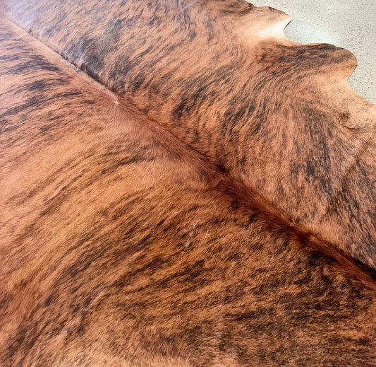 Large Cowhide Rug in Brown Brindle