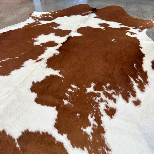 Large Premium Cowhide Rug in Brown and White
