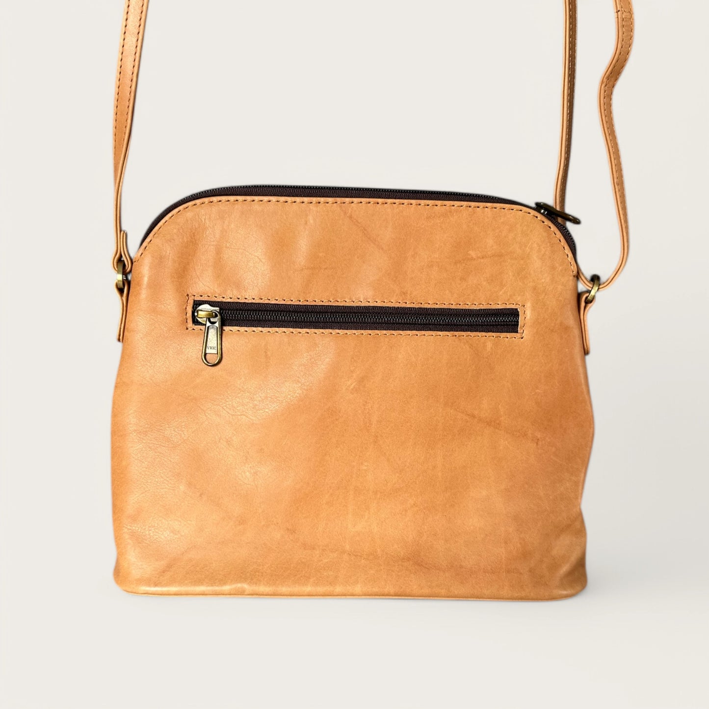 Large cowhide and leather crossbody bag in tan & white
