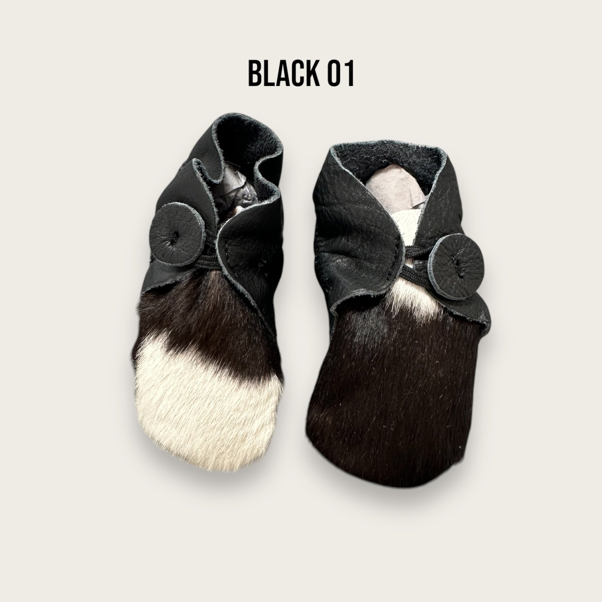 Black and White Cowhide Baby Booties