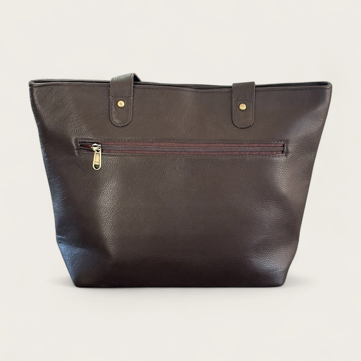 Large cowhide and leather tote in brown