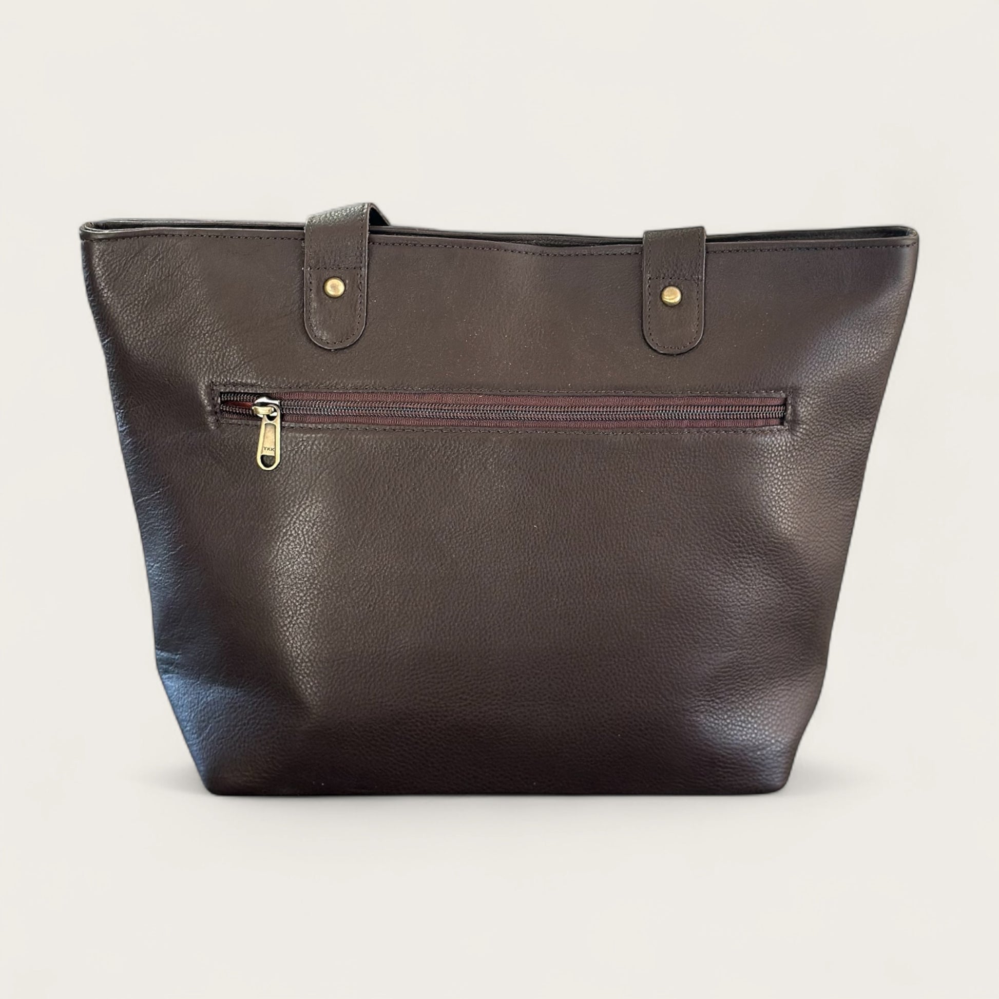 Large cowhide and leather tote in brown