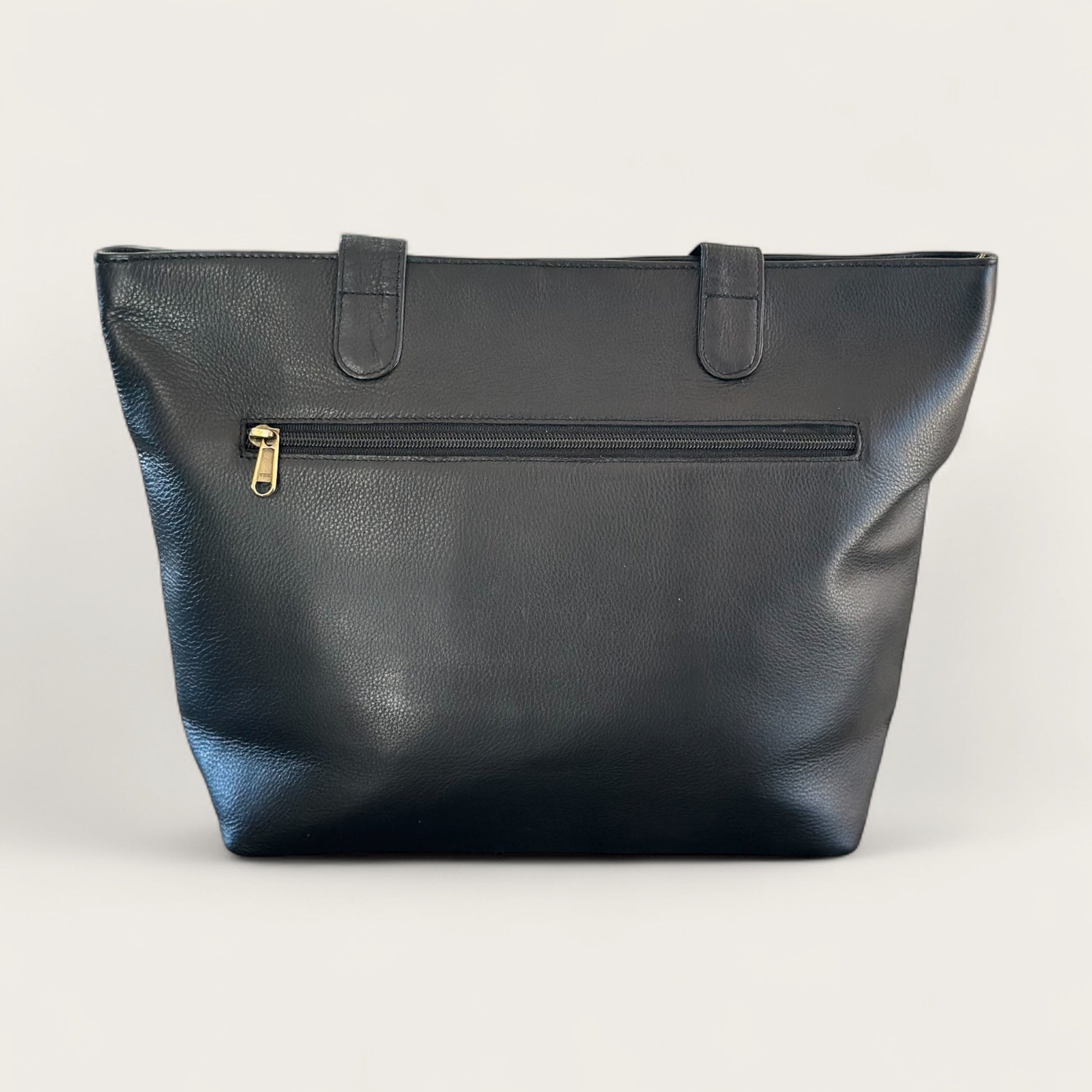 Large cowhide and leather tote in black