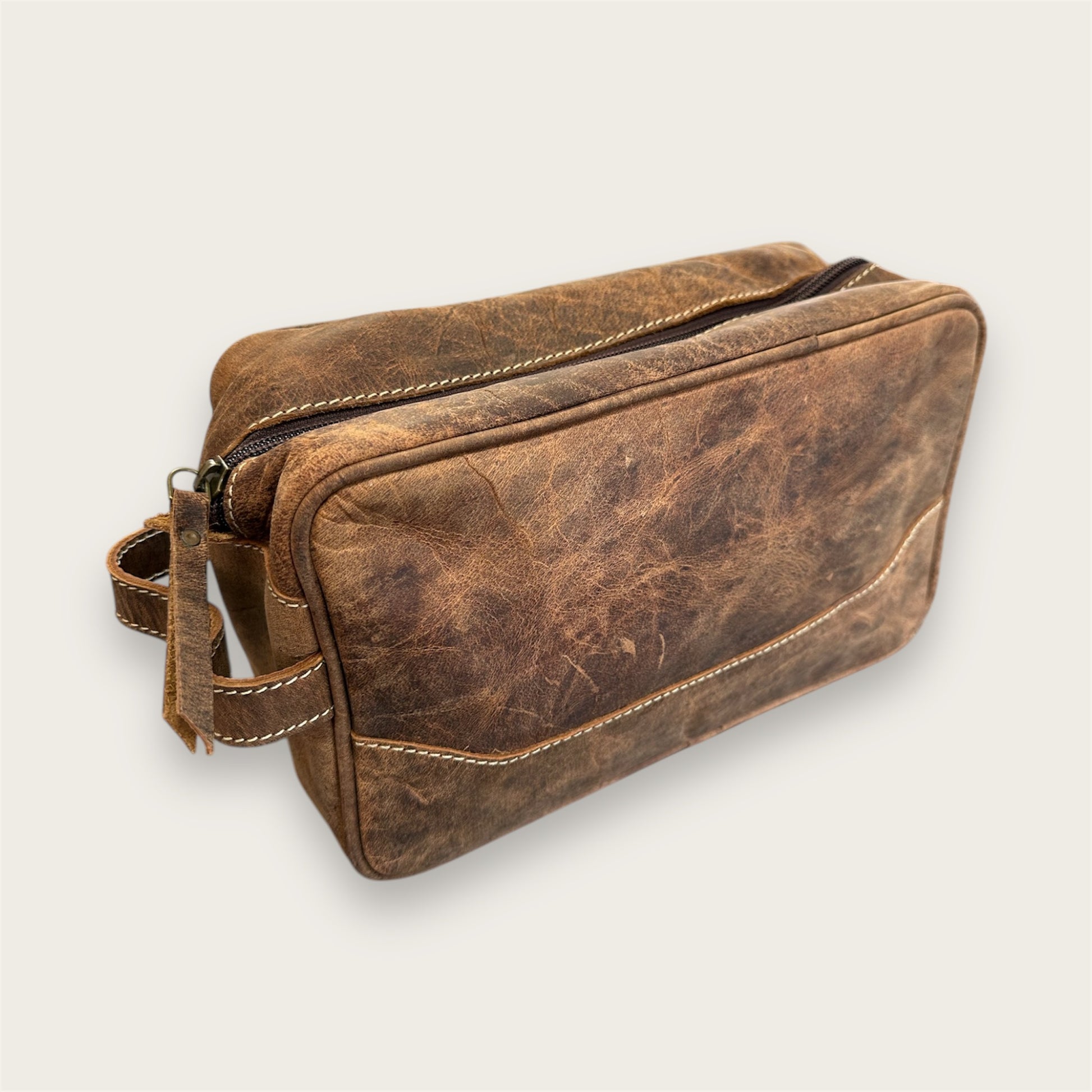 Vintage leather toiletry bag