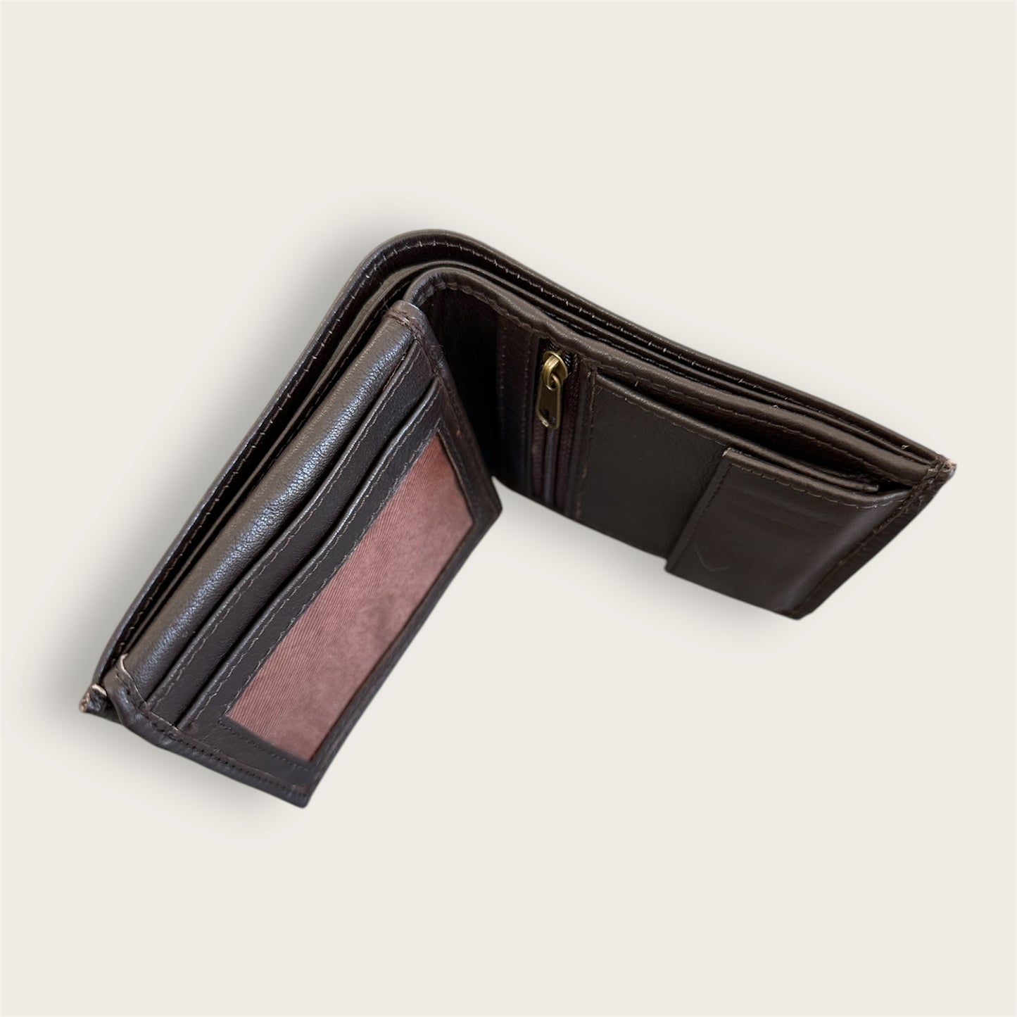 Genuine leather wallet in dark brown