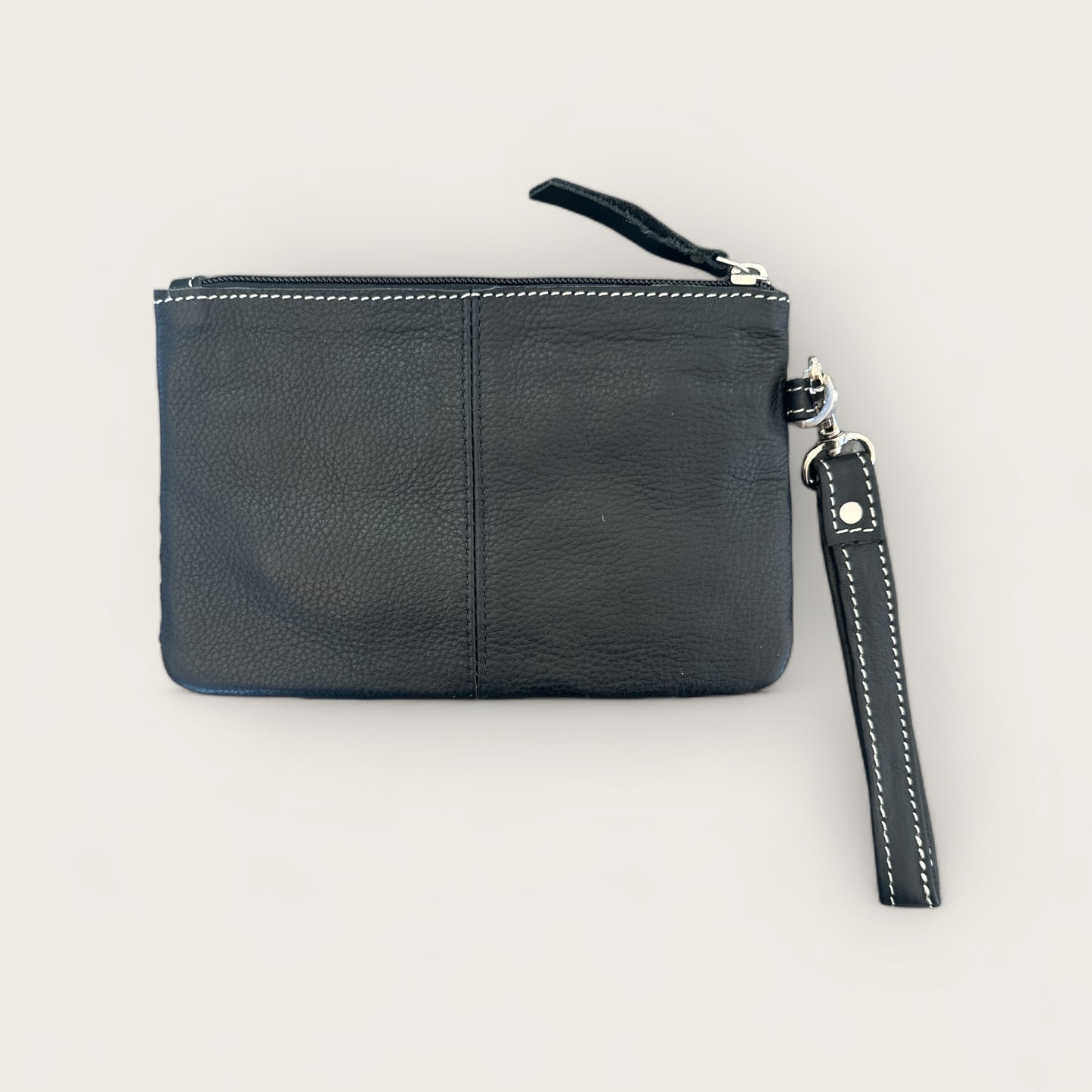 Cowhide Clutch with Tooling Details in Black and White
