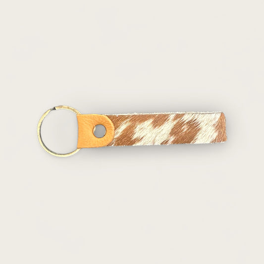 Cowhide keyring in Tan