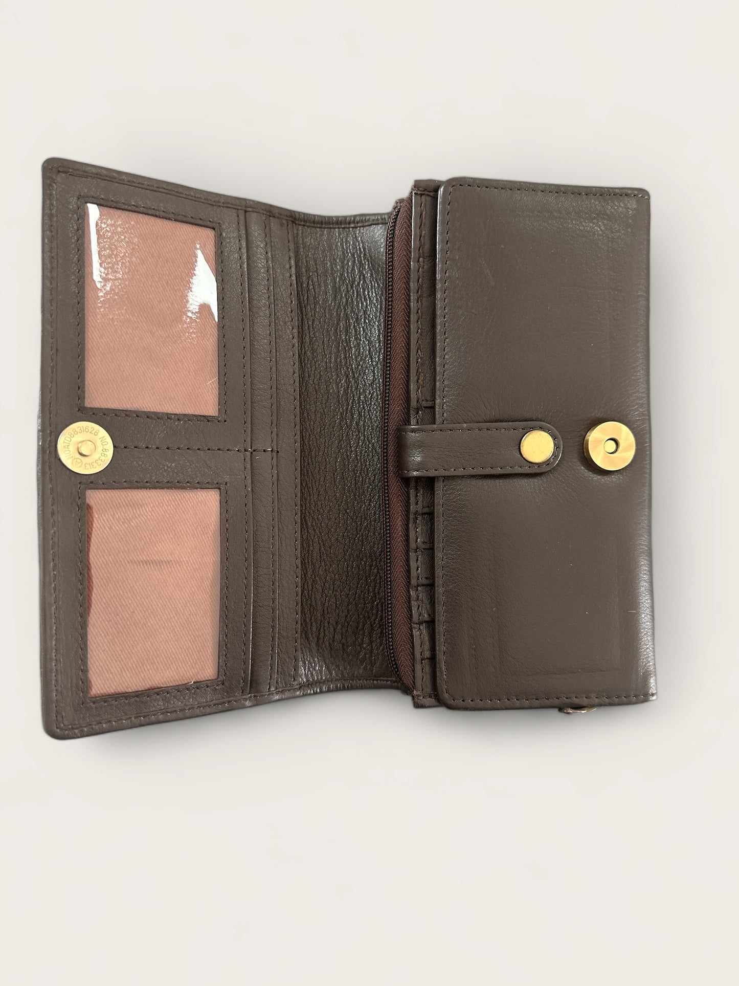 Large Cowhide and Leather Fold Wallet with lots of space in Brown and White