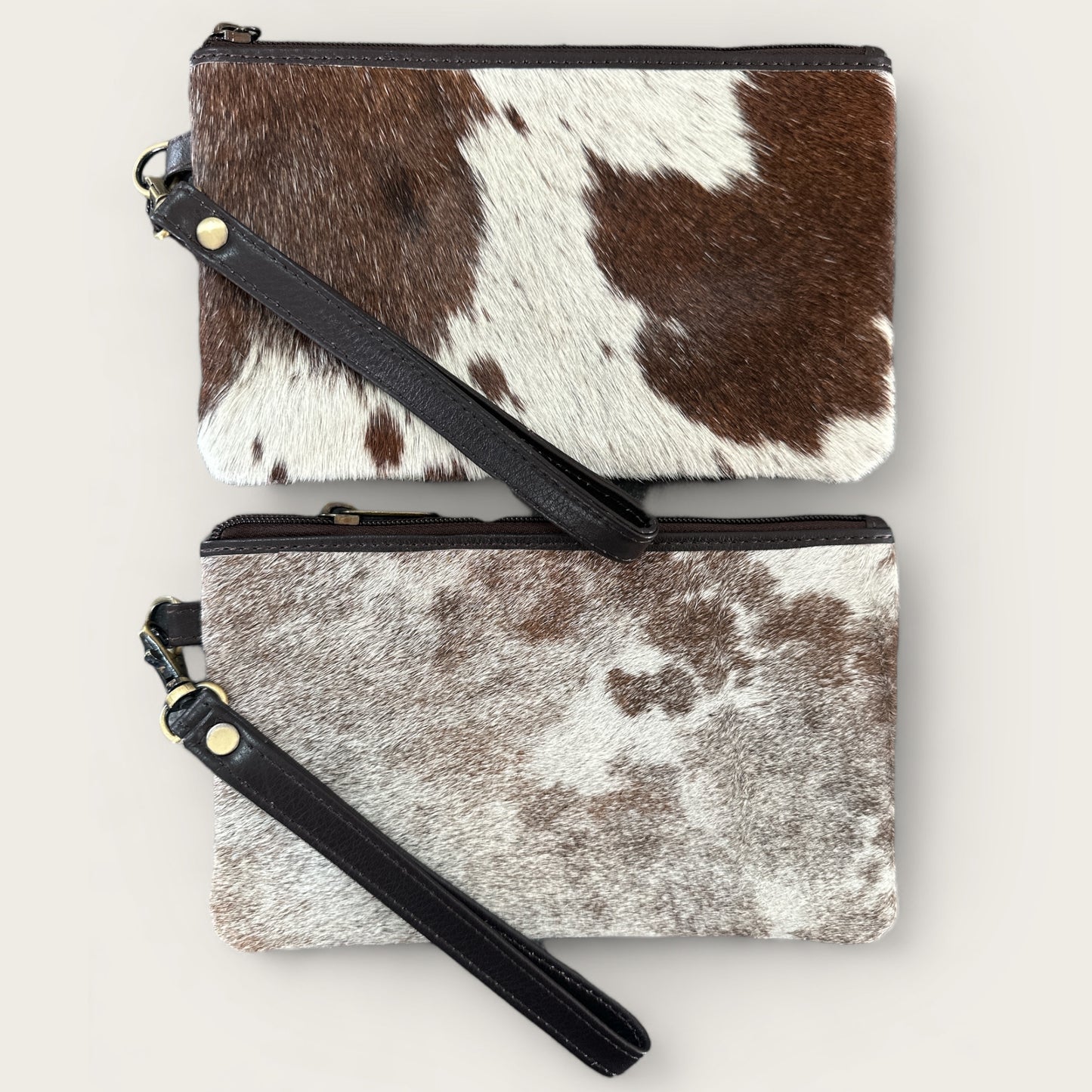 Cowhide Clutch with detachable strap in brown