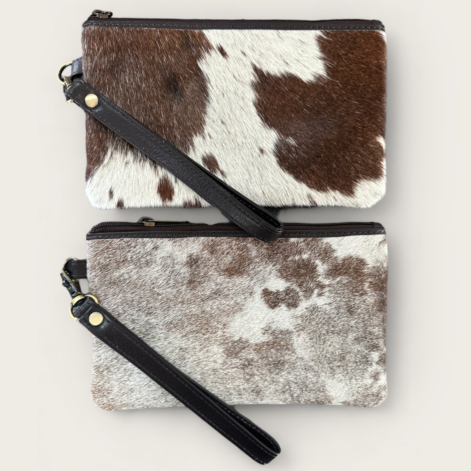 Cowhide Clutch with detachable strap in brown