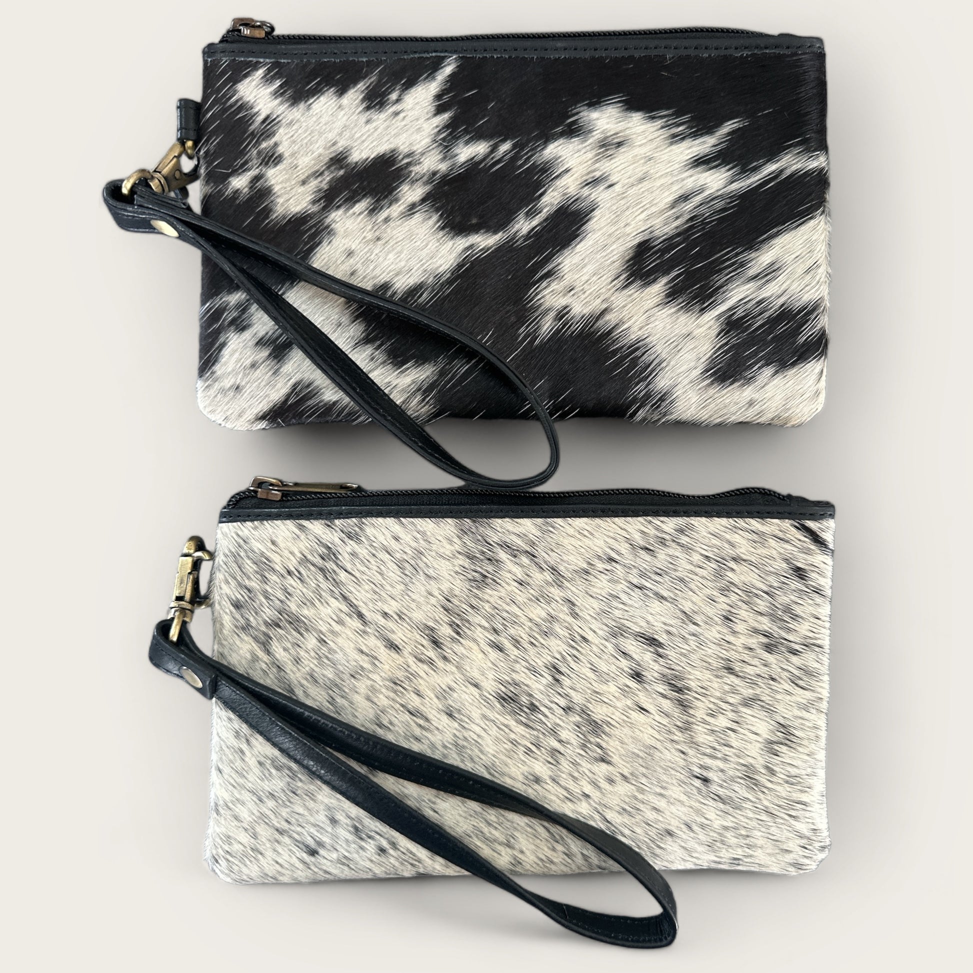 Cowhide Clutch with detachable strap in black