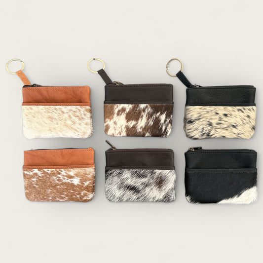 Small Cowhide and Leather Coin Purse