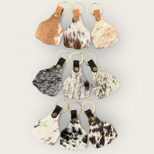 Cattle Tag Cowhide Keyring