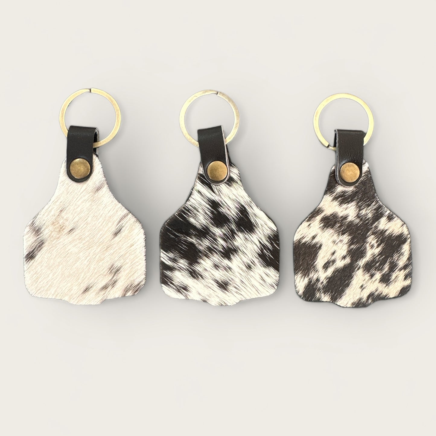 Cattle Tag Cowhide Keyring in Brown