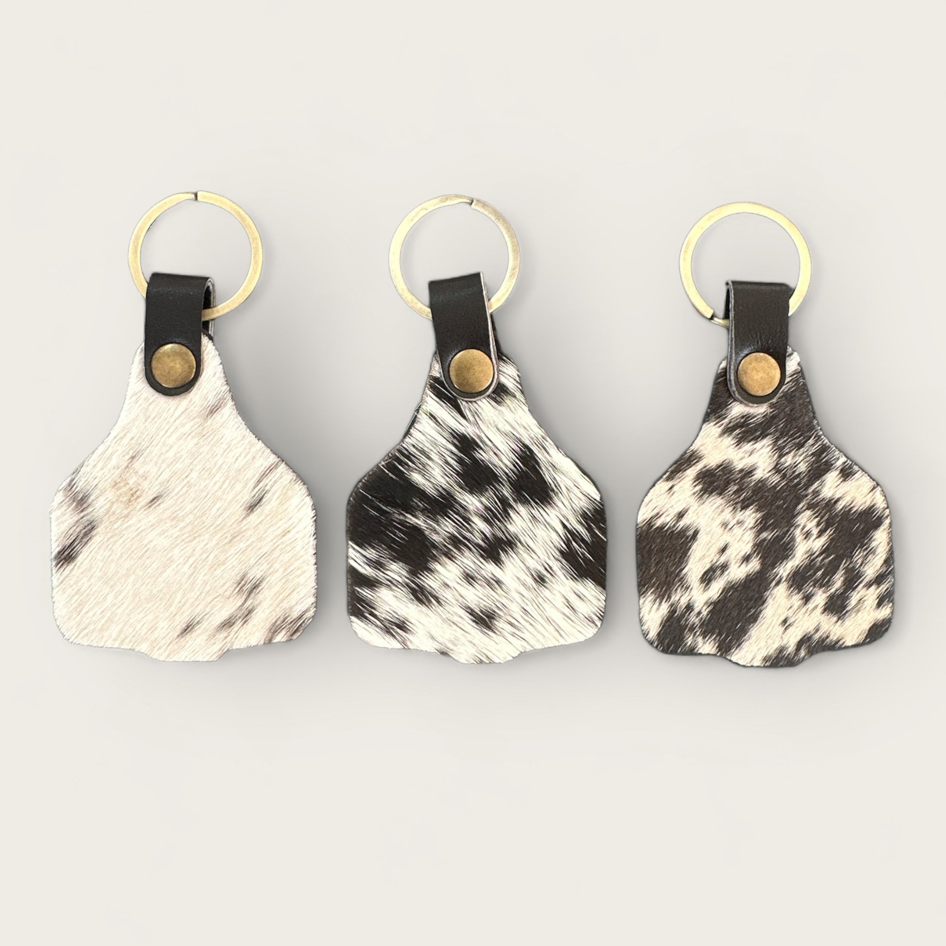 Cattle Tag Cowhide Keyring in Brown