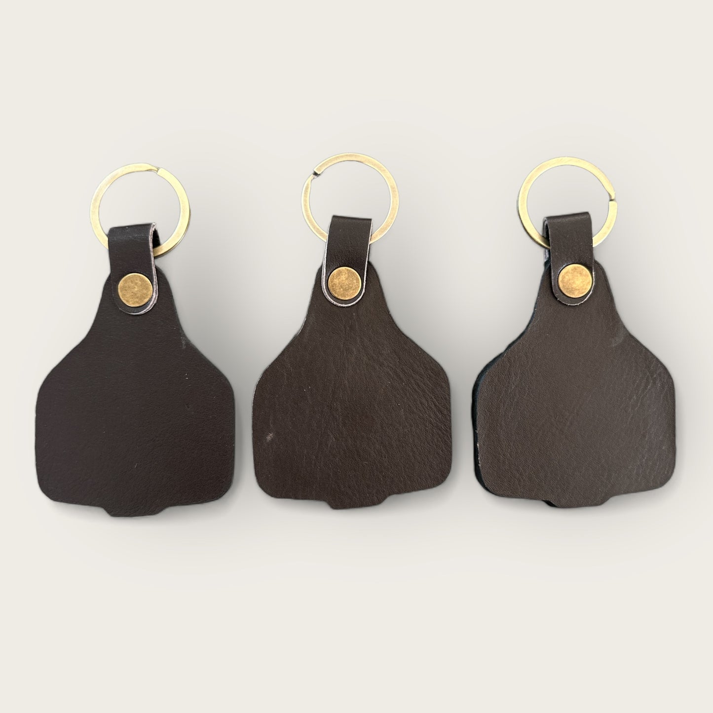 Cattle Tag Cowhide Keyring in Brown