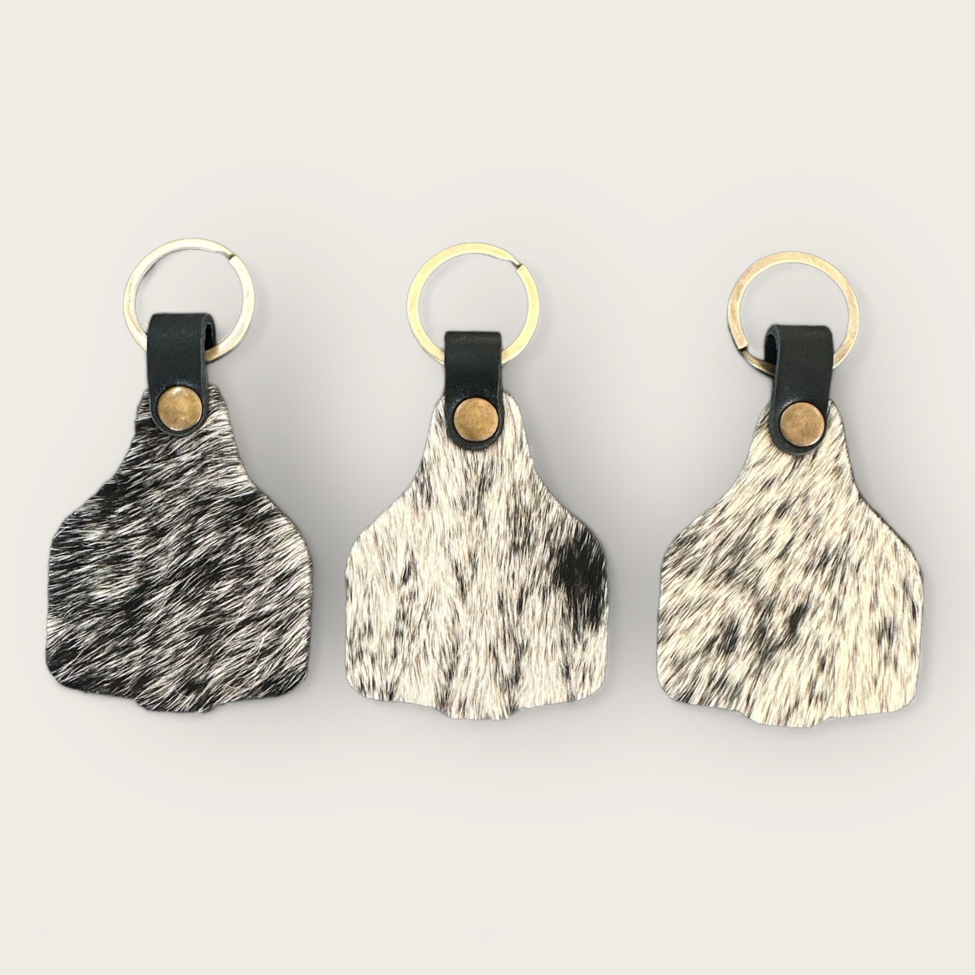 Cattle Tag Cowhide Keyring in Black