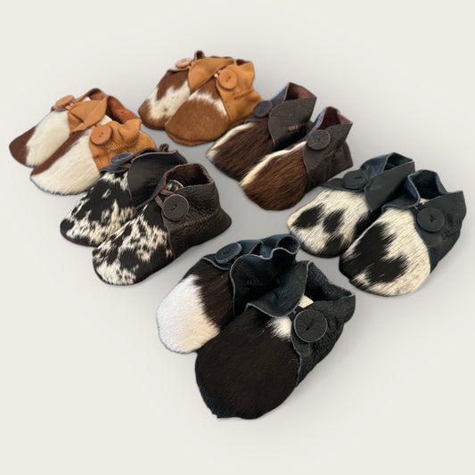Cowhide & Leather Baby Booties