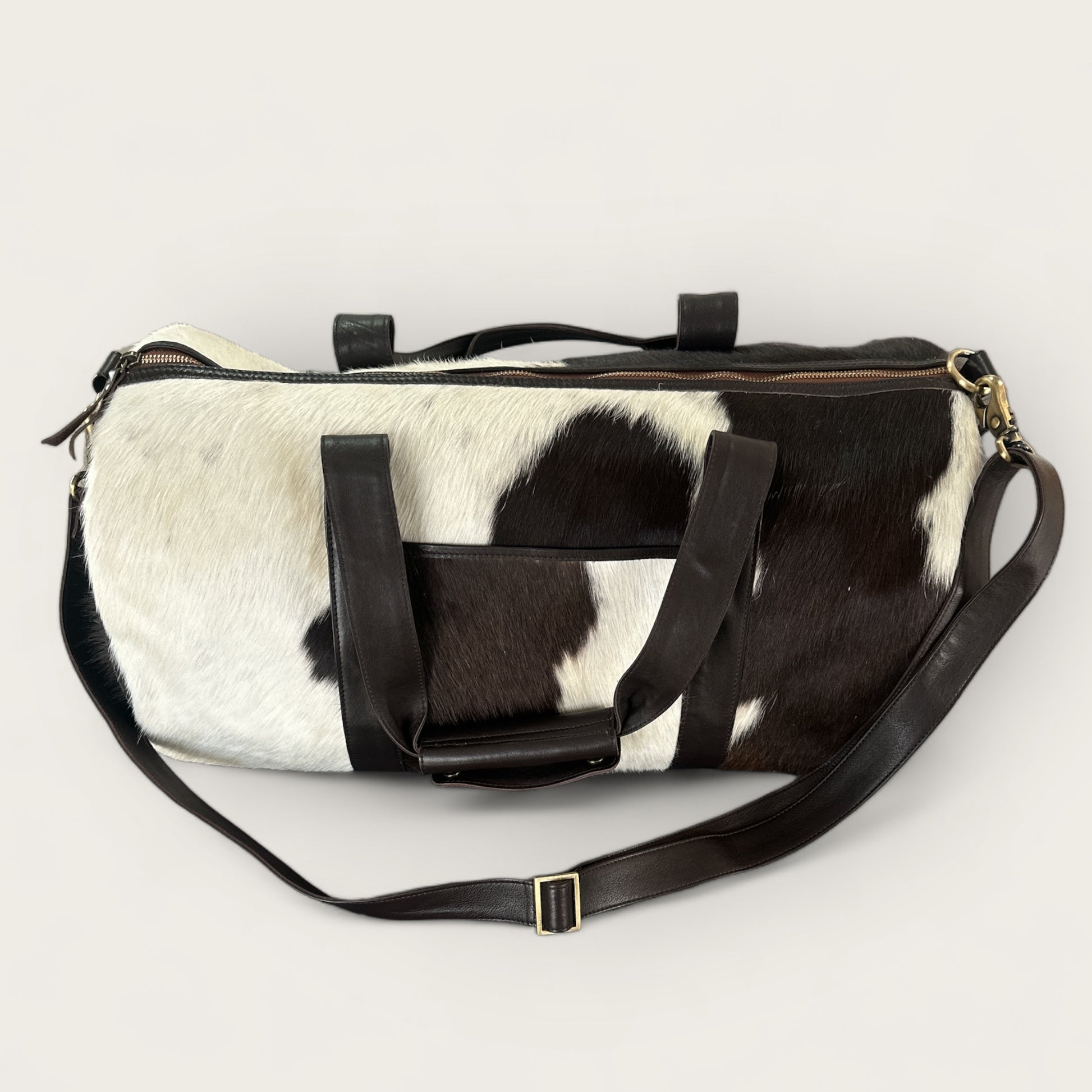 Large Cowhide Travel Weekender Bag in Brown