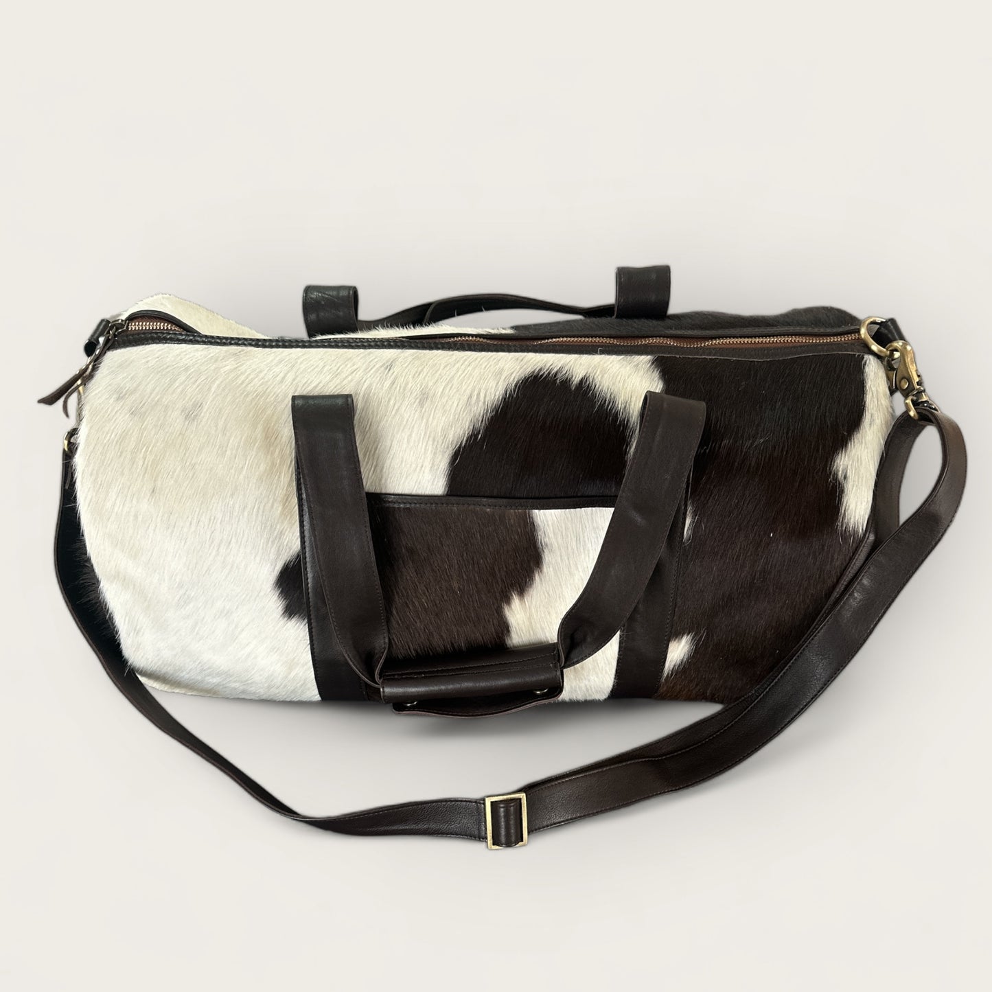 Large Cowhide Travel Weekender Bag in Brown