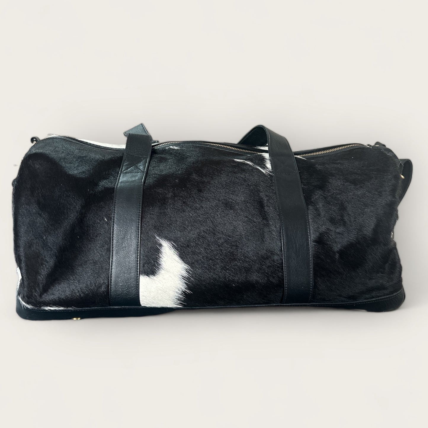 Large Cowhide Travel Weekender Bag in Black