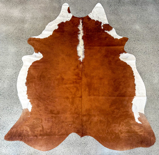 Large Cowhide Rug Brown & White Hereford