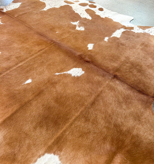 Large Cowhide Rug in Brown & White