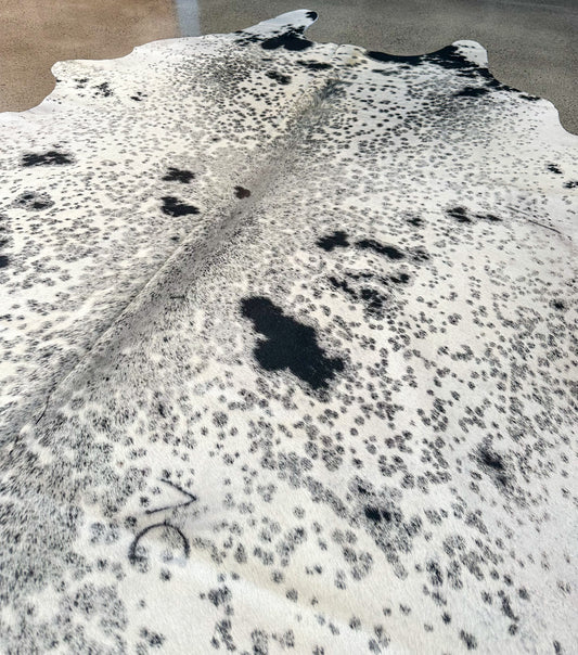 Large Premium Genuine Cowhide Rug in Black and White salt and pepper pattern