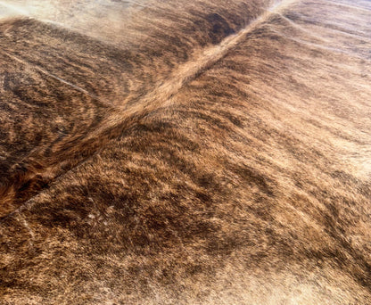 Large Premium Cowhide Rug in Brown and White Brindle