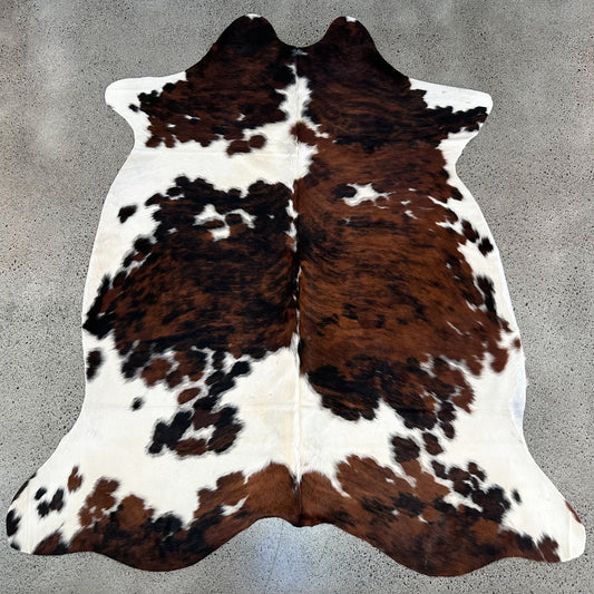 Large Premium Cowhide Rug in Brown, Black and White