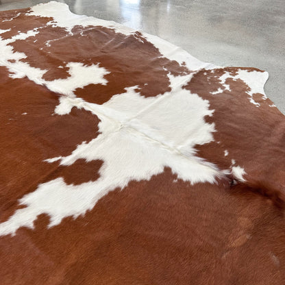Large Premium Cowhide Rug in Brown and White