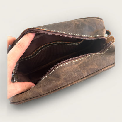Genuine Vintage Leather Toiletry Bag  