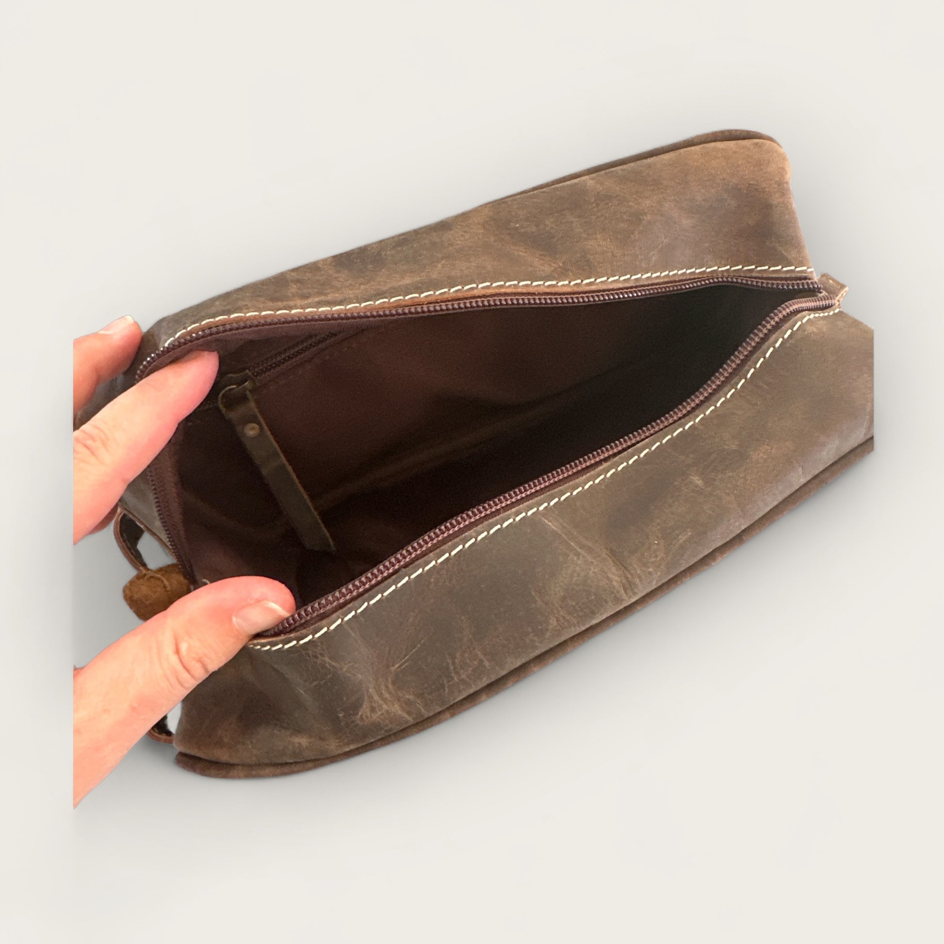Genuine Vintage Leather Toiletry Bag  