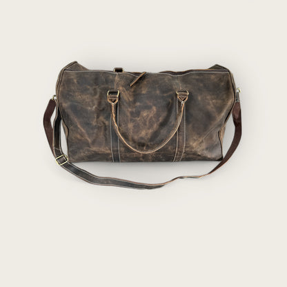 Genuine Vintage Leather Travel Weekend Bag in brown
