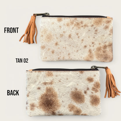 Tan and White Cowhide Tassel Purse
