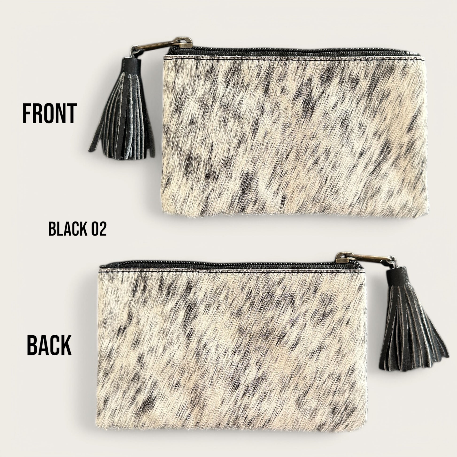 Black and White Cowhide Tassel Purse