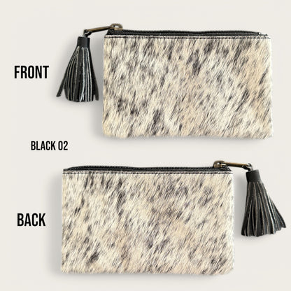 Black and White Cowhide Tassel Purse