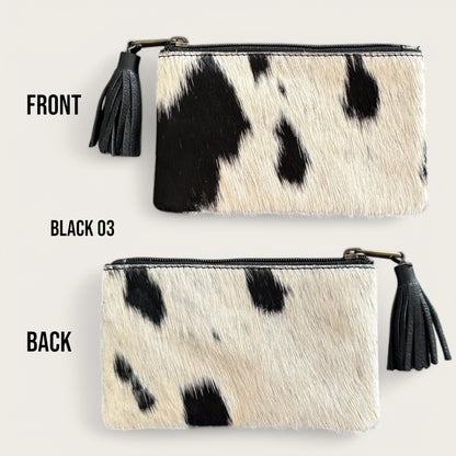 Black and White Cowhide Tassel Purse