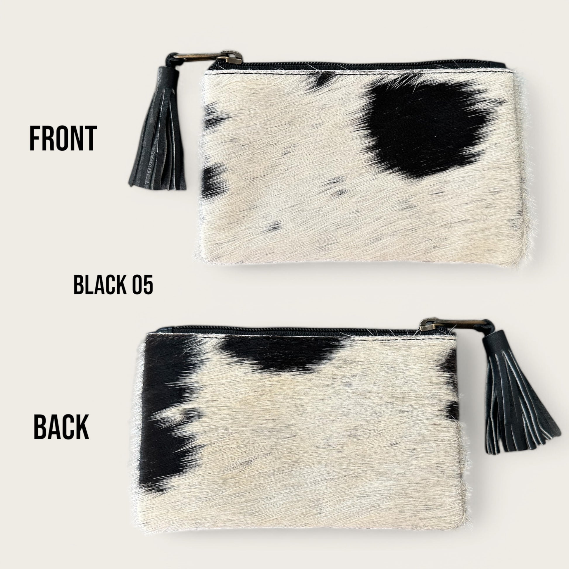 Black and White Cowhide Tassel Purse