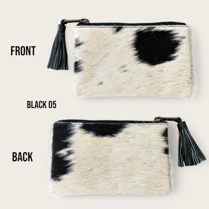 Black and White Cowhide Tassel Purse