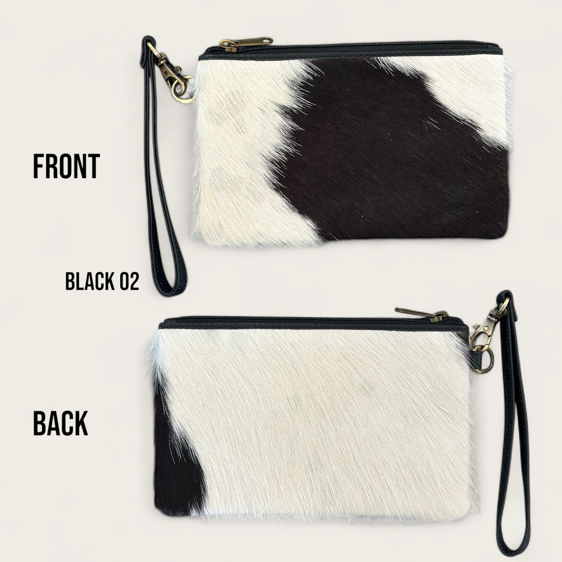 Black and White Cowhide Clutch
